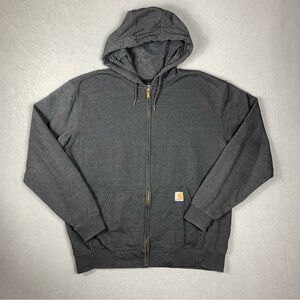 Carhartt Hoodie Mens L Gray Full Zip Pockets Workwear Jacket K122 026